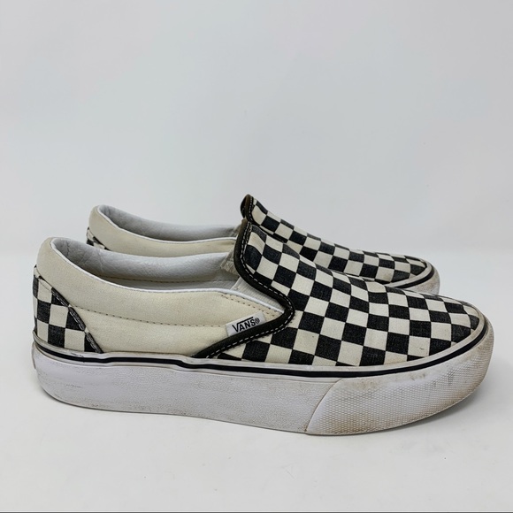 platform checkered vans slip on